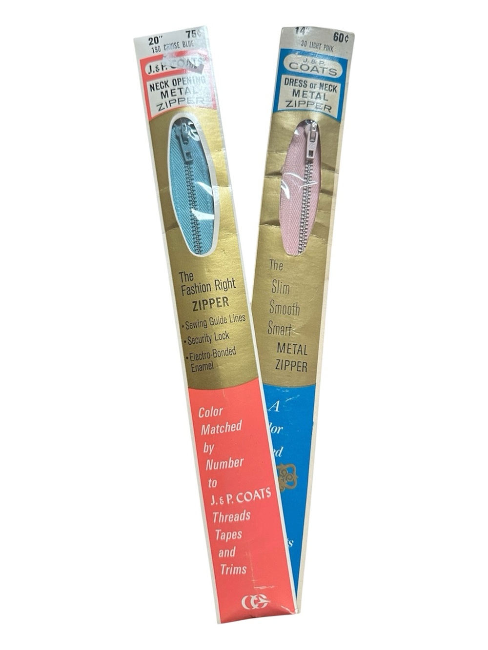 Metal Zippers - Blue and Pink